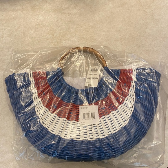 INC Red, White, and Blue Faux Straw Fan Tote - Picture 4 of 4